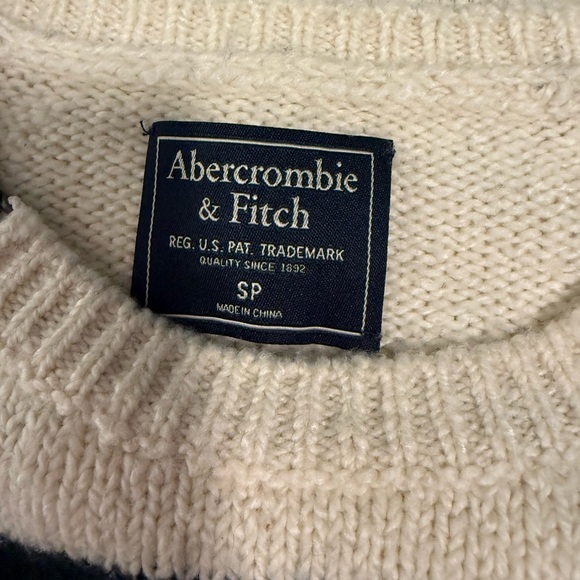 Abercrombie & Fitch Blue and White Crew Neck Sweater Dress - Picture 7 of 8